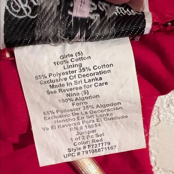 Rare Editions Vintage Girl’s Red Ruffle Hem Corduroy Red and Plaid Dress - Picture 6 of 6